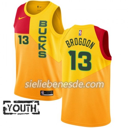 Kinder NBA Milwaukee Bucks Trikot Malcolm Brogdon 13 2018-19 Nike City Edition Gelb Swingman